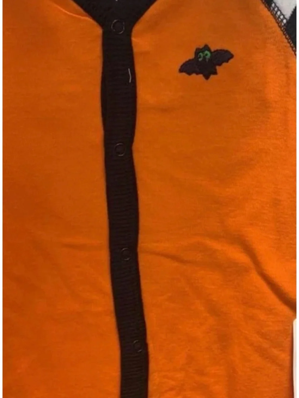 Absorba Orange and Black Striped Sleeve Halloween One-Piece